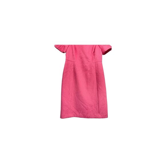 Talbots Womens 14P Petite Plus Short Sleeve Pink Jacquard Sheath Cocktail Dress - Picture 3 of 9